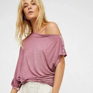 WE THE FREE PEOPLE Womens Sz‎ S Sundial One Shoulder Tee Top in Wisteria